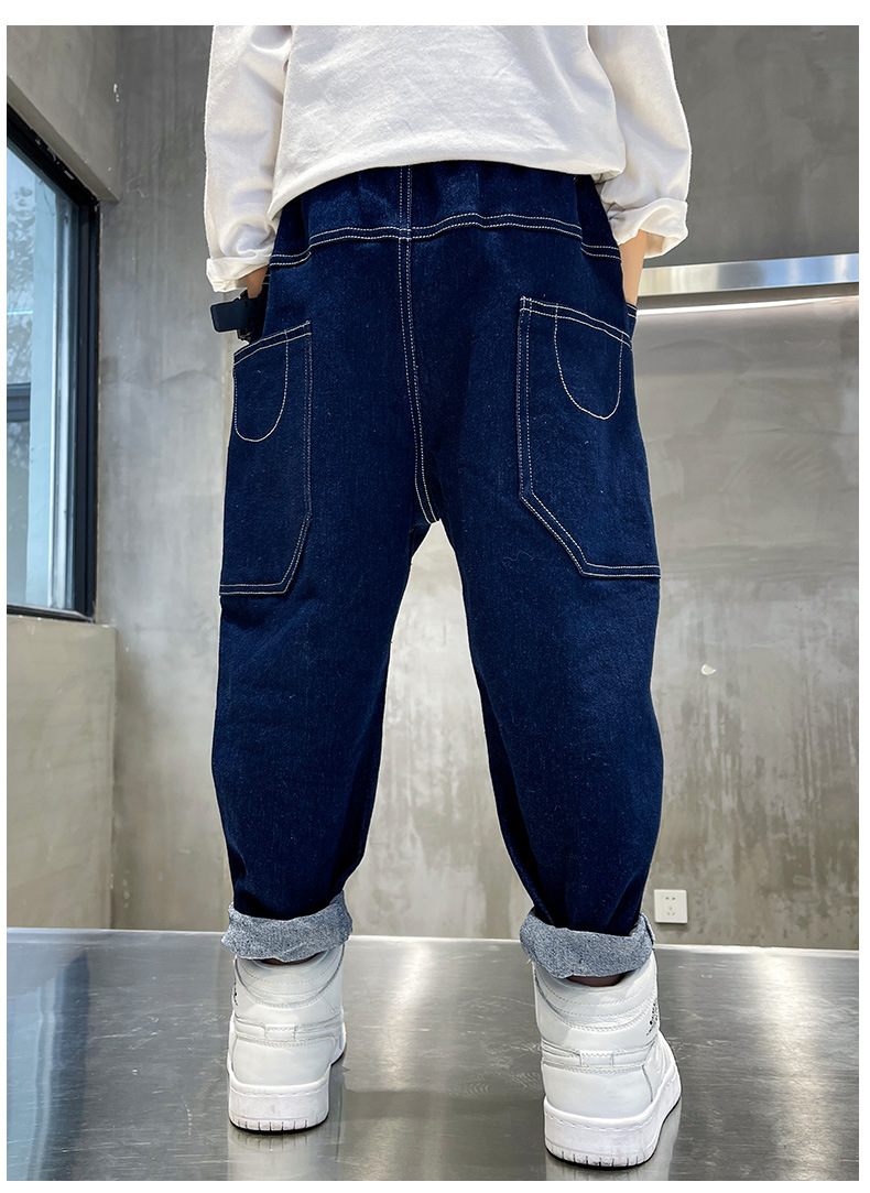Boys Spring Clothing Pants Spring and Autumn Boys Soft Jeans 2022 New Medium and Big Children Spring Blue Fried
