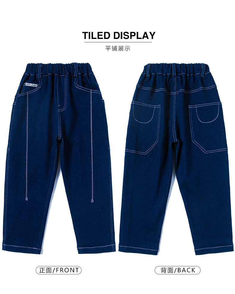 Boys Spring Clothing Pants Spring and Autumn Boys Soft Jeans 2022 New Medium and Big Children Spring Blue Fried