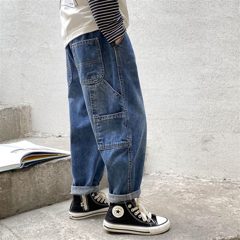 2022 New Boys&#039; Spring and Autumn Jeans Children&#039;s Fashionable Trousers Medium and Large Children&#039;s Clothing Korean Casual Pants Daddy
