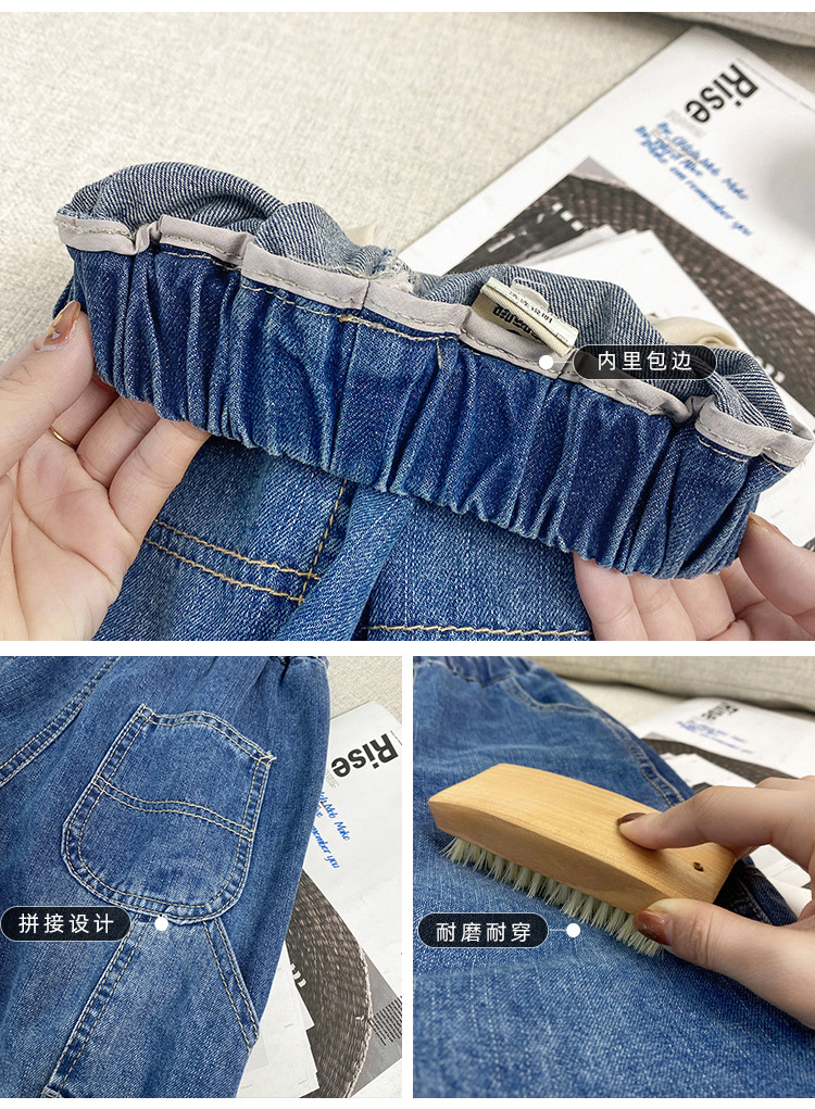 2022 New Boys' Spring and Autumn Jeans Children's Fashionable Trousers Medium and Large Children's Clothing Korean Casual Pants Daddy