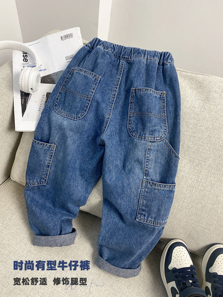 2022 New Boys&#039; Spring and Autumn Jeans Children&#039;s Fashionable Trousers Medium and Large Children&#039;s Clothing Korean Casual Pants Daddy