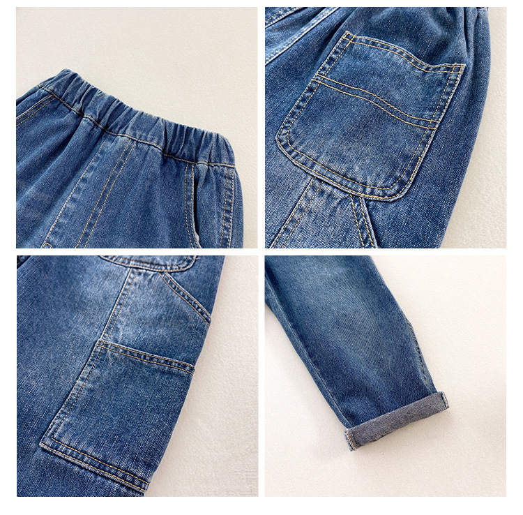 2022 New Boys' Spring and Autumn Jeans Children's Fashionable Trousers Medium and Large Children's Clothing Korean Casual Pants Daddy
