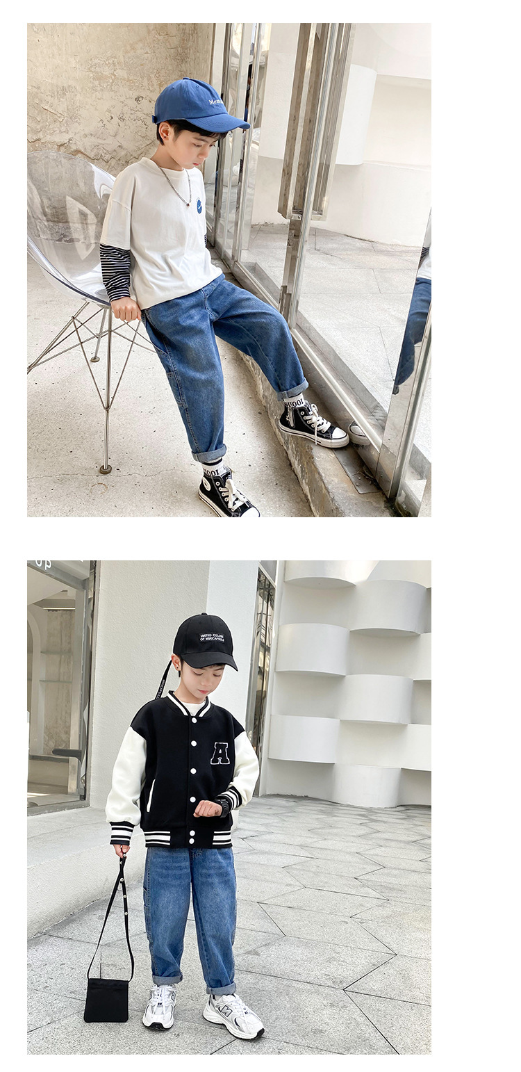 2022 New Boys' Spring and Autumn Jeans Children's Fashionable Trousers Medium and Large Children's Clothing Korean Casual Pants Daddy