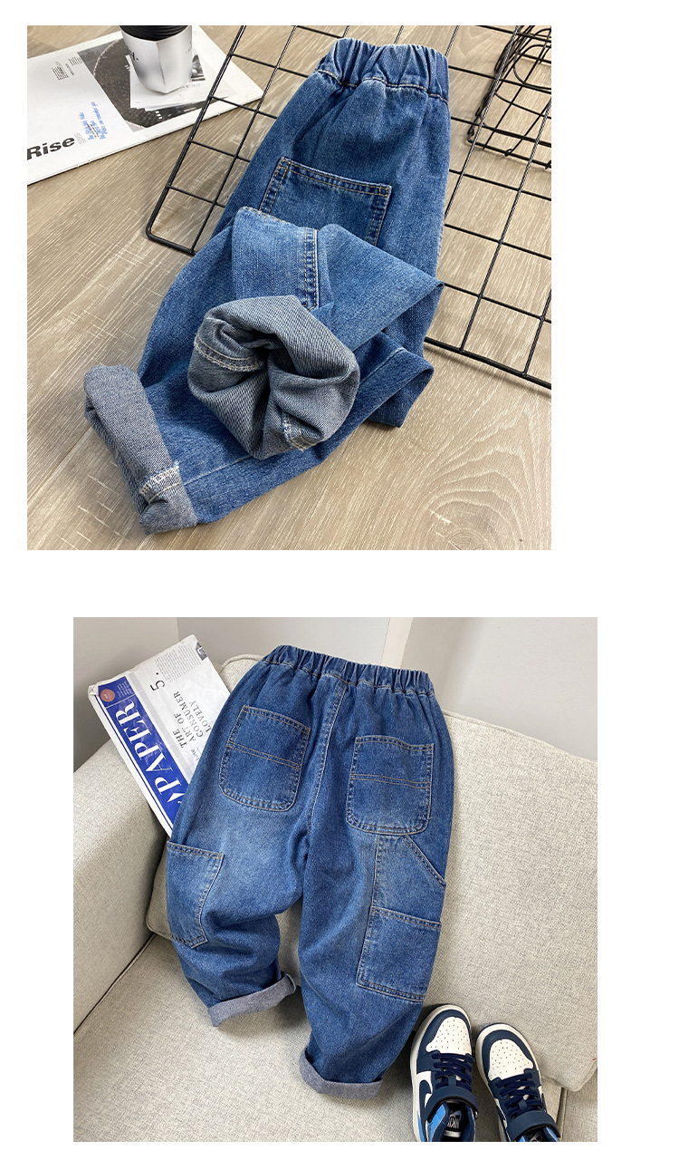 2022 New Boys' Spring and Autumn Jeans Children's Fashionable Trousers Medium and Large Children's Clothing Korean Casual Pants Daddy