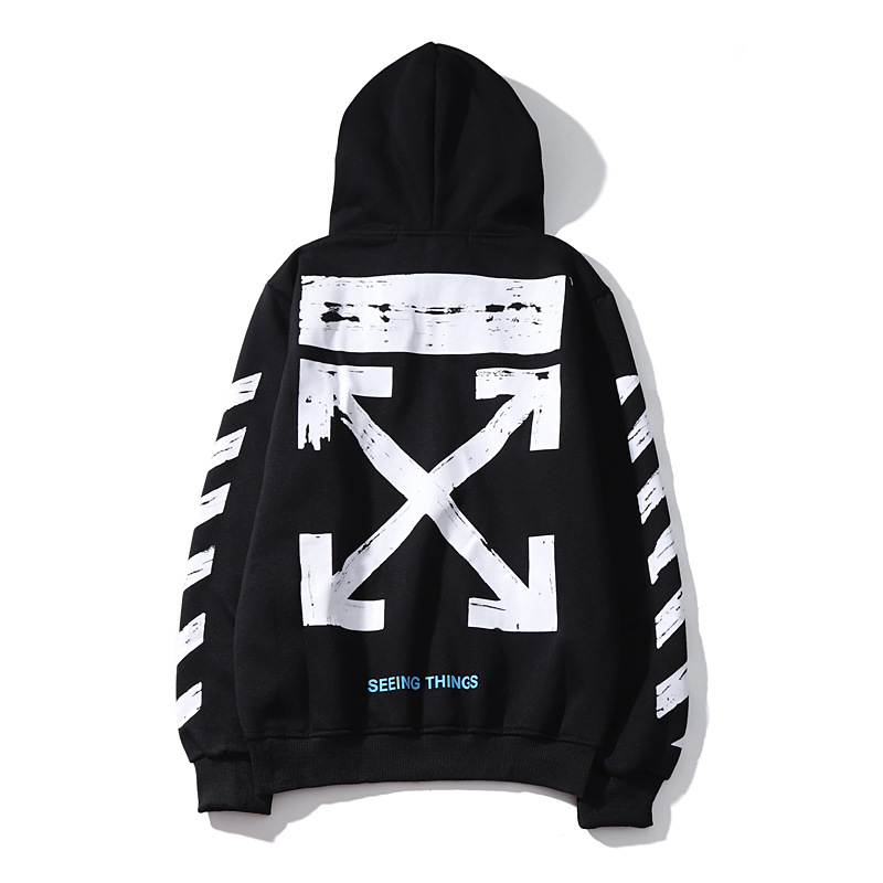 Spot Foreign Trade Hip-hop Skateboard Plaid Couple&#039;s Coat Graffiti Sketch Arrow of Fleece Hoodie Pullover Hoody