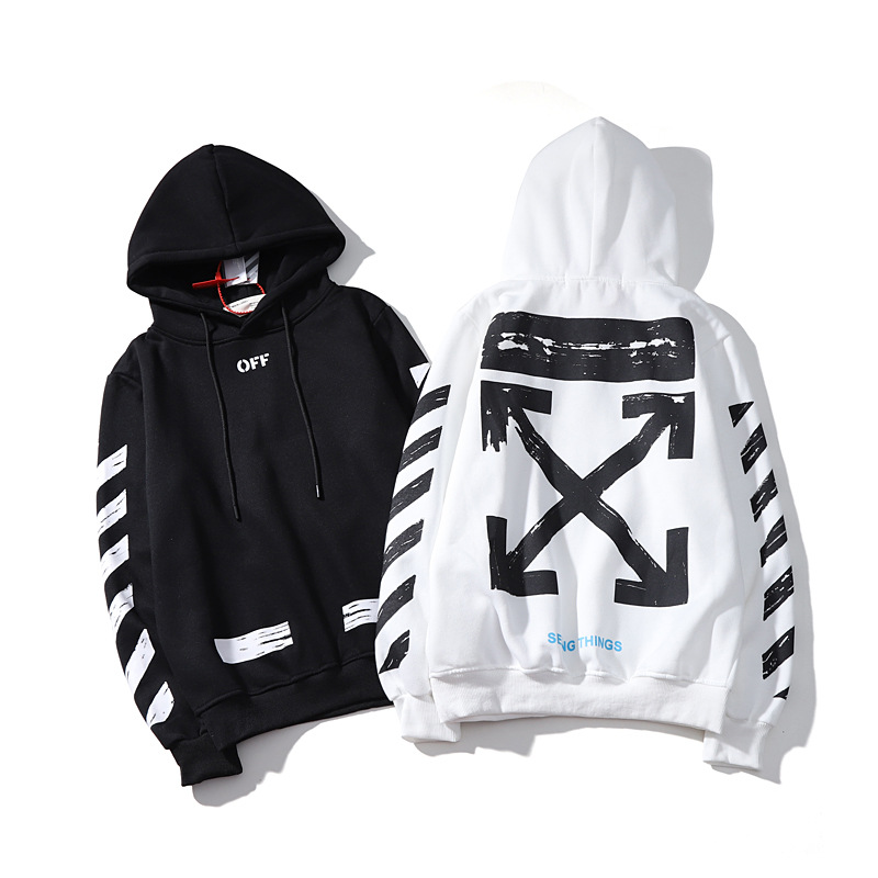 Spot Foreign Trade Hip-hop Skateboard Plaid Couple's Coat Graffiti Sketch Arrow of Fleece Hoodie Pullover Hoody