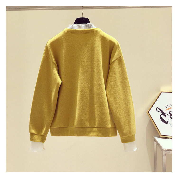 Lace Turtleneck Rhinestone Letters Brushed Hoody round Neck Pullover Long Sleeve 2020 Women's New All-Matching Hoodie Autumn and Winter
