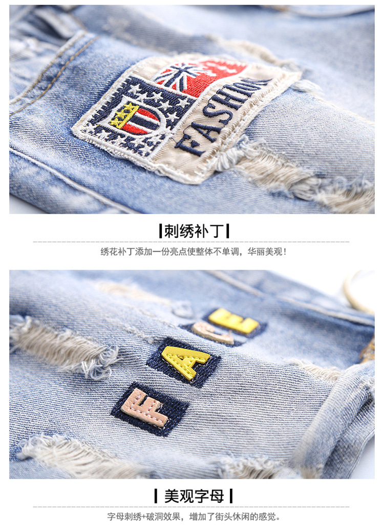Embroidered jeans women's summer ins super hot women's pants light tattered pants han fan ulzzang shorts