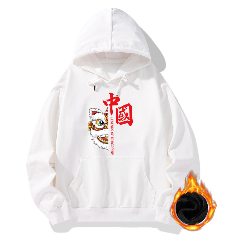 National Fashion Chinese Style Hooded Velvet Padded Thickened Sweater Men&#039;s and Women&#039;s Same Style Autumn and Winter Wild Student Brushed Hoody