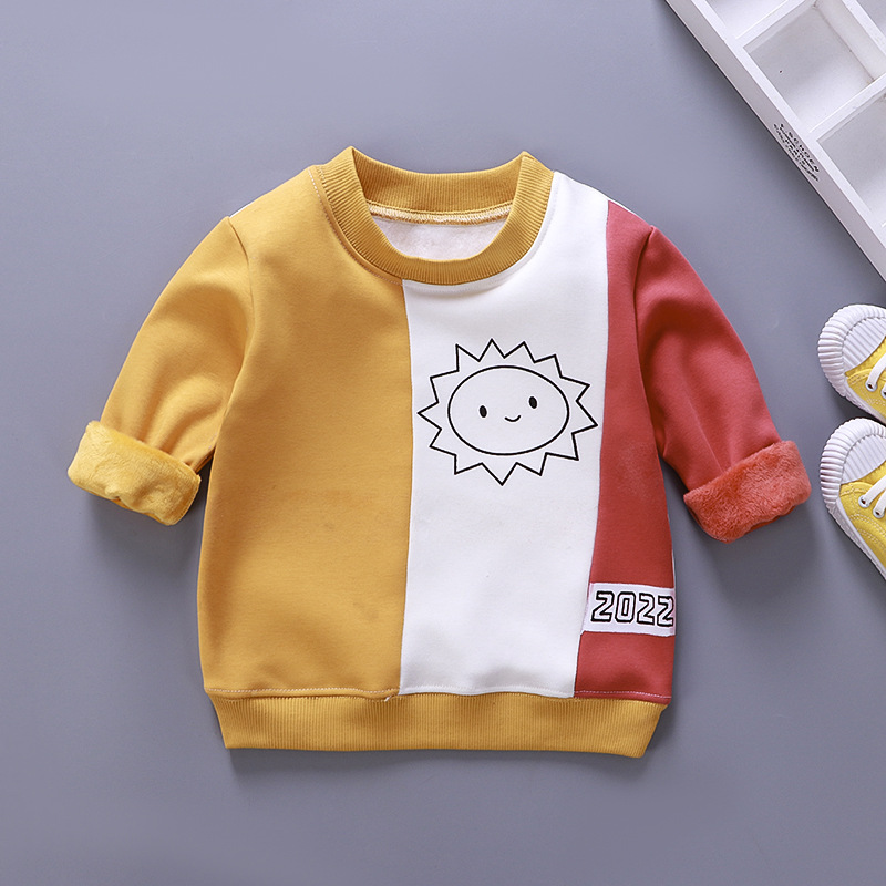 Children&#039;s Clothing Brushed Hoody New Children&#039;s Warm Sweater Winter Korean Baby Clothes Pullover One Piece Dropshipping