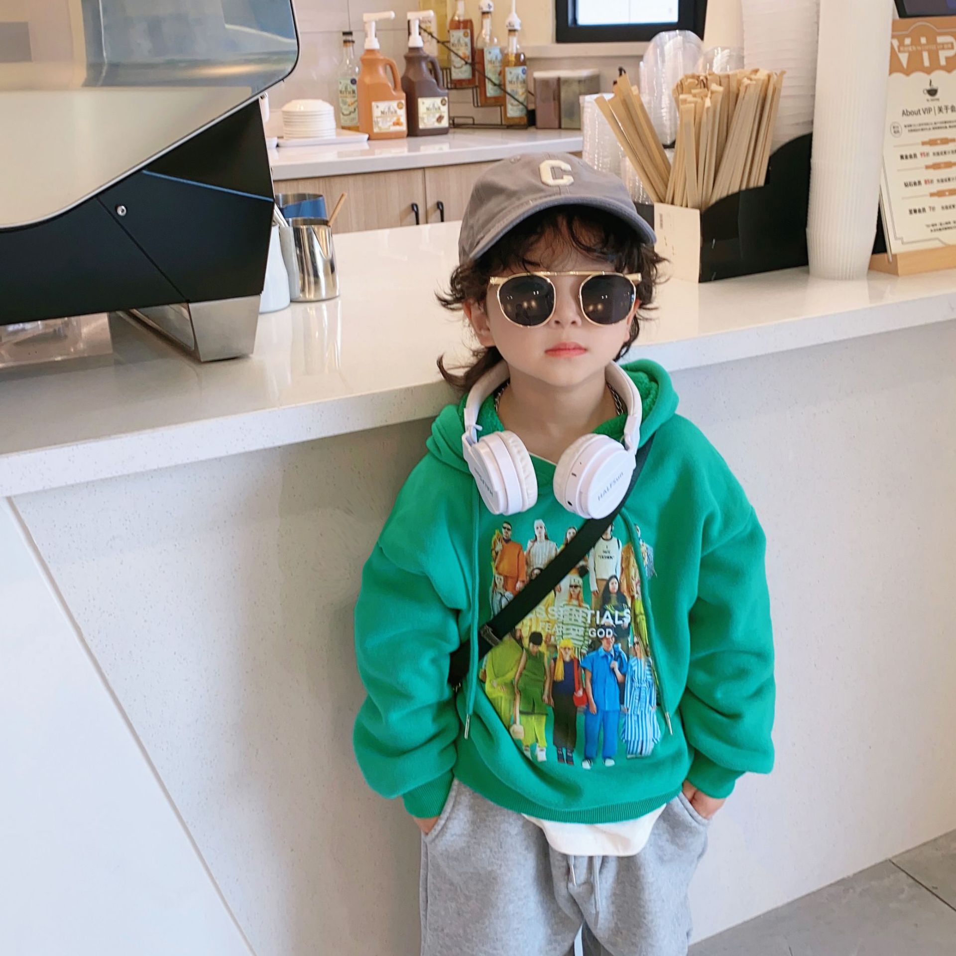 1 Door2021 New Autumn and Winter Children's Hoodie Brushed Hoody Boys and Girls Korean Style Fashionable Thickened Pullover 1 Door2021 New Autumn and Winter Children's Hoodie Brushed Hoody Boys and Girls Korean Style Fashionable Thickened Pullover