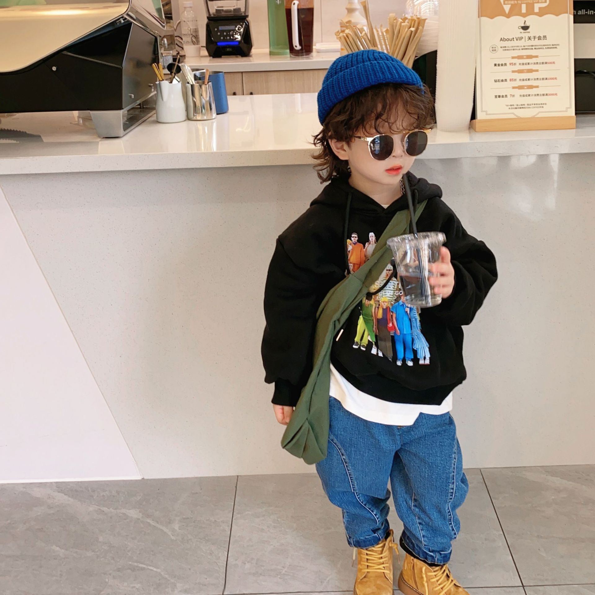 1 Door2021 New Autumn and Winter Children's Hoodie Brushed Hoody Boys and Girls Korean Style Fashionable Thickened Pullover 1 Door2021 New Autumn and Winter Children's Hoodie Brushed Hoody Boys and Girls Korean Style Fashionable Thickened Pullover