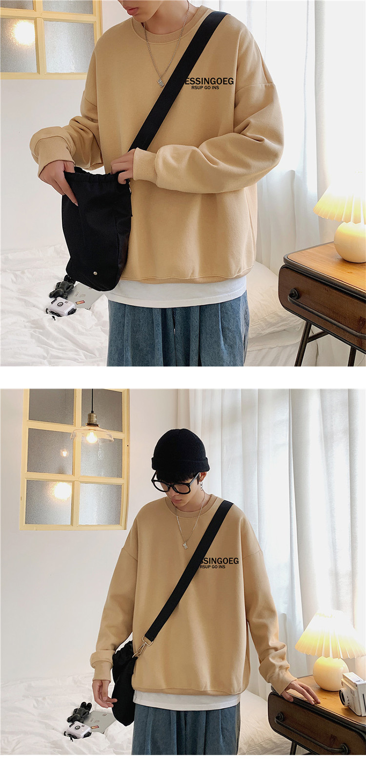 and Winter New Ins Hong Kong Style Boys Brushed Hoody Casual Loose Pullover Students AllMatching Fashion Top Clothes