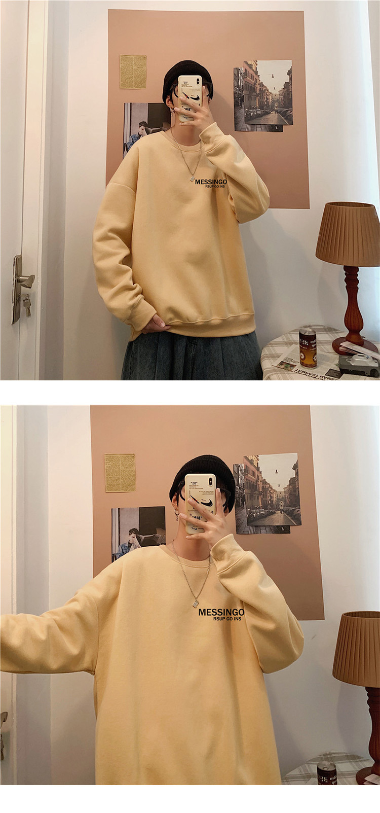 and Winter New Ins Hong Kong Style Boys Brushed Hoody Casual Loose Pullover Students AllMatching Fashion Top Clothes