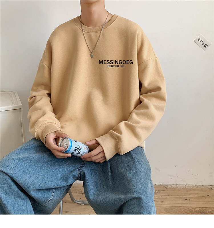 and Winter New Ins Hong Kong Style Boys Brushed Hoody Casual Loose Pullover Students AllMatching Fashion Top Clothes