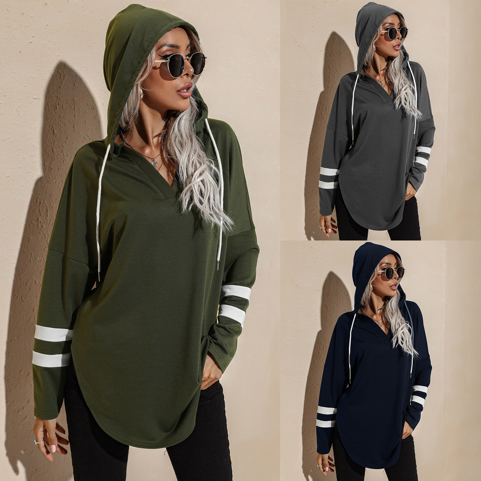 Amazon Hot Foreign Trade Women&#039;s Clothing European and American Thin Hoodie Female 2021 Autumn New Long Hoody