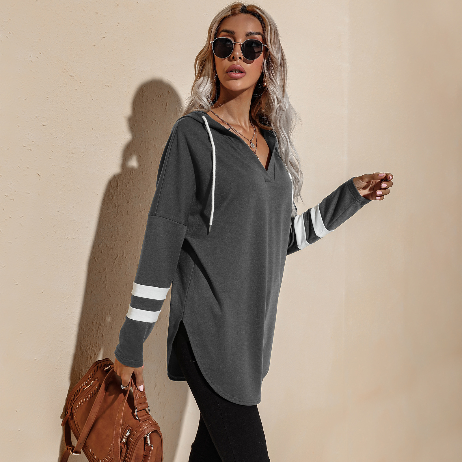 Amazon Hot Foreign Trade Women&#039;s Clothing European and American Thin Hoodie Female 2021 Autumn New Long Hoody