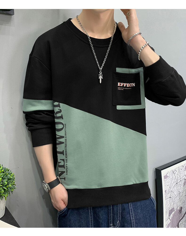 Brushed Hoody Men's 2021 Spring, Autumn and Winter Men's Long-Sleeved T-shirt Korean New Ins Pullover Bottoming Shirt Top Men's Clothing