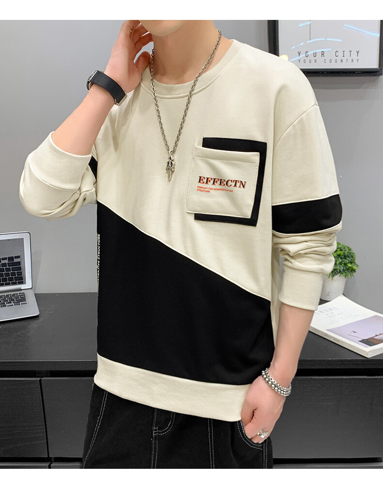 Brushed Hoody Men's 2021 Spring, Autumn and Winter Men's Long-Sleeved T-shirt Korean New Ins Pullover Bottoming Shirt Top Men's Clothing