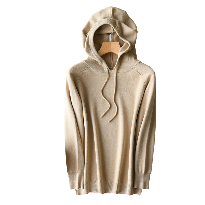 2021 Spring and Autumn New Ladies Knitted Hoodie Women&#039;s Solid Color Woolen Sweater Sweater Korean Style Slim-Fit Hoody