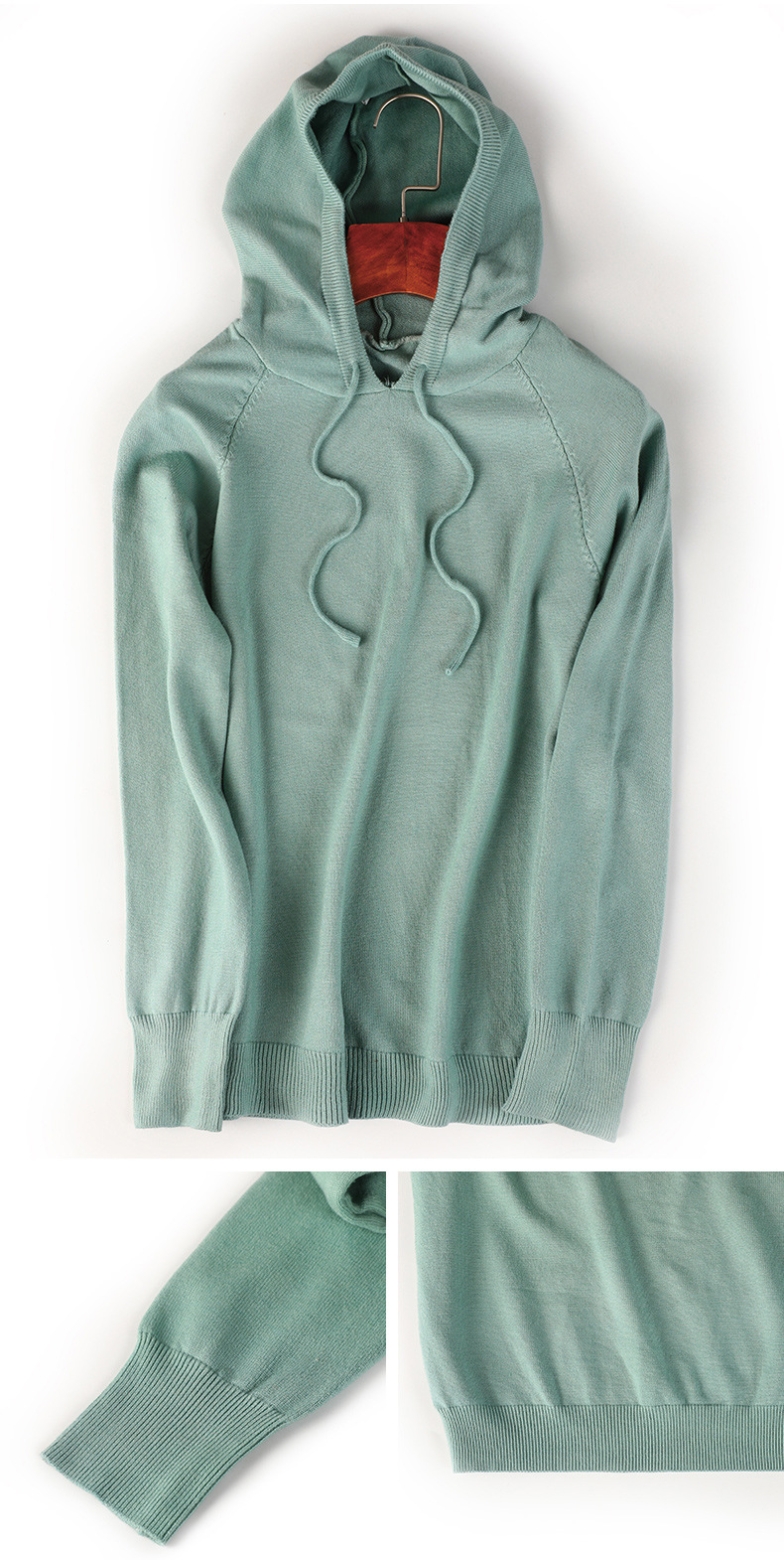 2021 Spring and Autumn New Ladies Knitted Hoodie Women's Solid Color Woolen Sweater Sweater Korean Style Slim-Fit Hoody