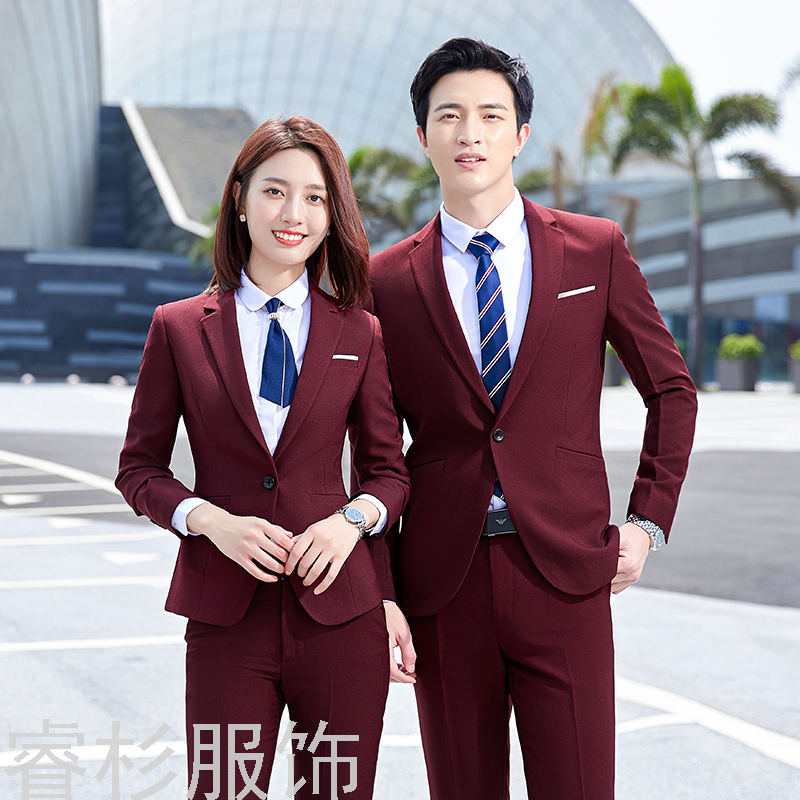 New Business Suit Suit Men&#039;s and Women&#039;s Same Suit Men&#039;s Two-Piece Suit Formal Business Suit Interview Ol Overalls