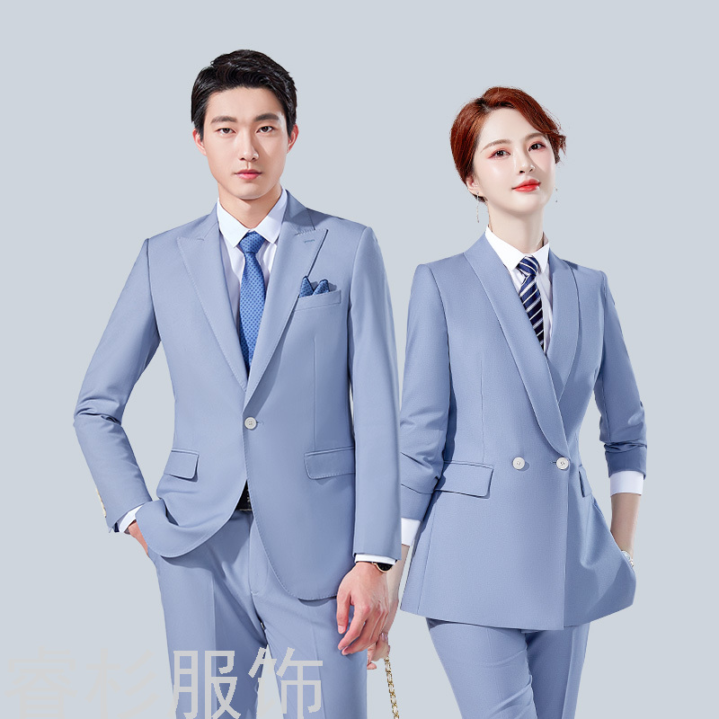 Fashion Green Collar Business Suit Men&#039;s and Women Same Style Two-Piece Suit Formal Business Suit Interview Work Clothes