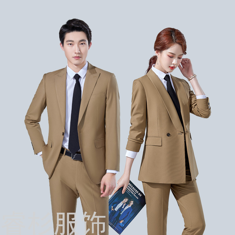 Fashion Green Collar Business Suit Men&#039;s and Women Same Style Two-Piece Suit Formal Business Suit Interview Work Clothes