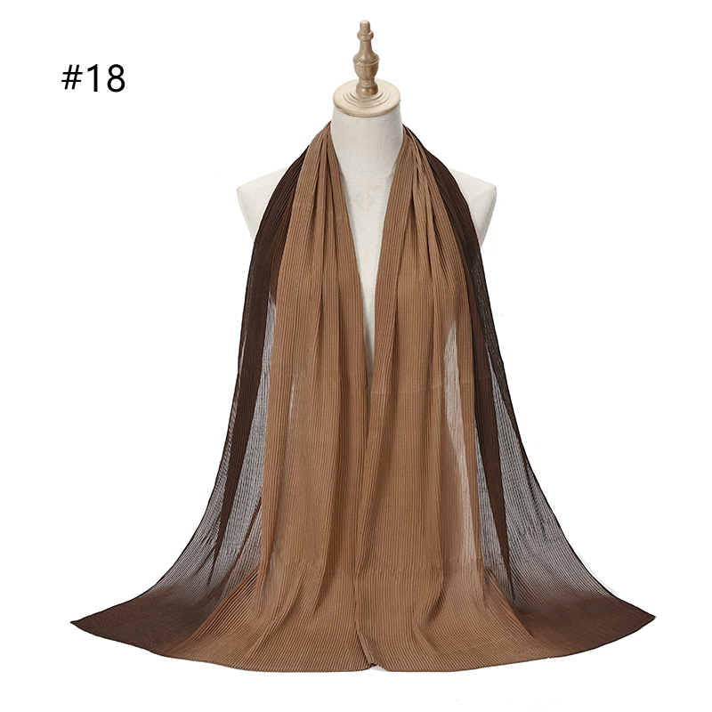 Hot sale new crinkled two-tone color bubble chiffon pleated solid shawls headband beach hijab summer Muslim wraps scarf 