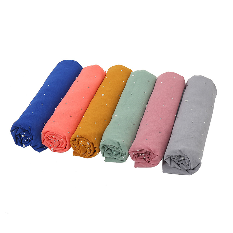 Cross-Border Internet Celebrity Women&#039;s Chiffon Closed-Toe Scarf Hot Rhinestone Fashion Scarf Long Warm Shawl Manufacturer Jm144