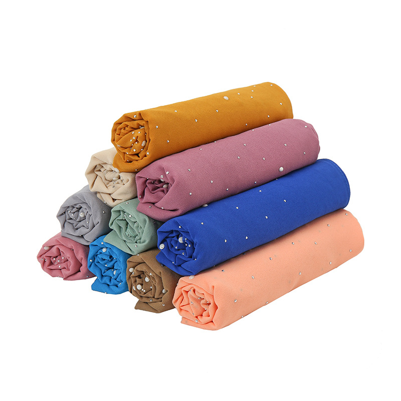 Cross-Border Internet Celebrity Women&#039;s Chiffon Closed-Toe Scarf Hot Rhinestone Fashion Scarf Long Warm Shawl Manufacturer Jm144
