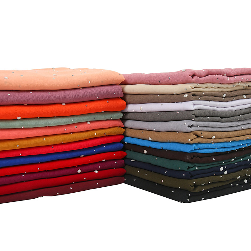 Cross-Border Internet Celebrity Women's Chiffon Closed-Toe Scarf Hot Rhinestone Fashion Scarf Long Warm Shawl Manufacturer Jm144