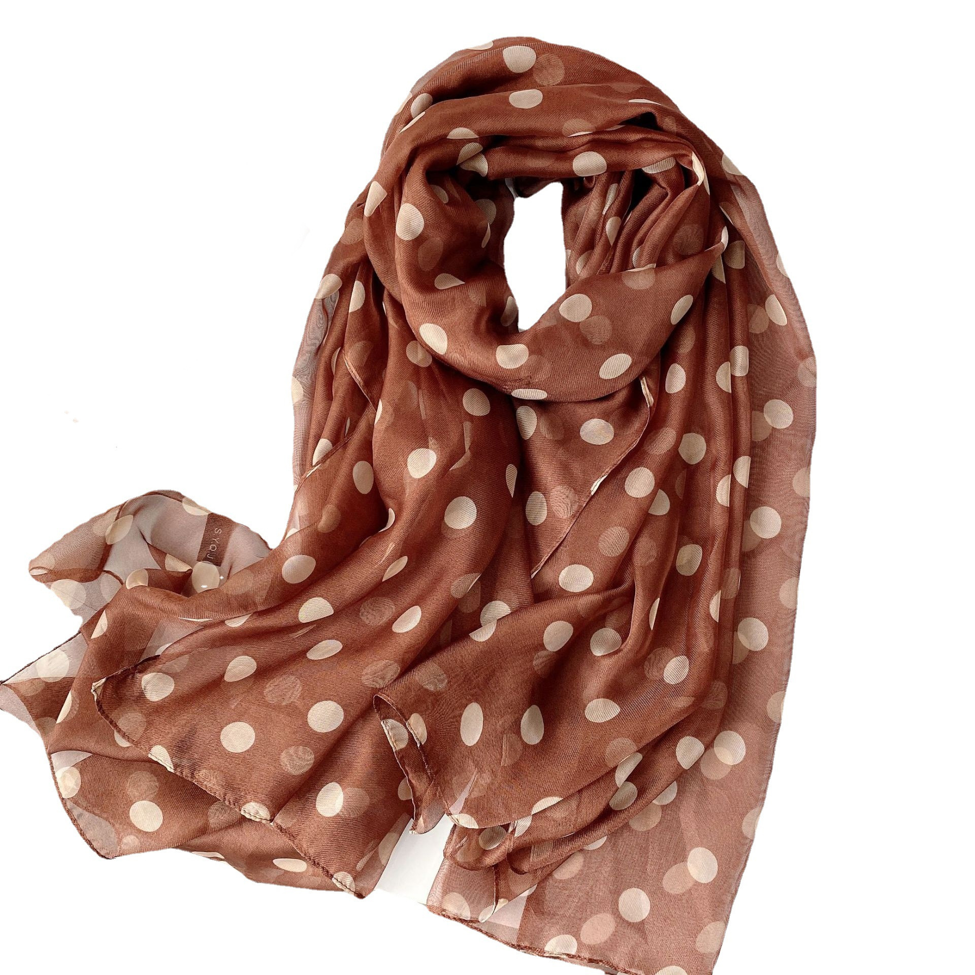 Korean Style Polka Dot Chiffon Printed Scarf Women&#039;s Outdoor Travel Large Size Scarf Decoration Thin Cape Beach Towel