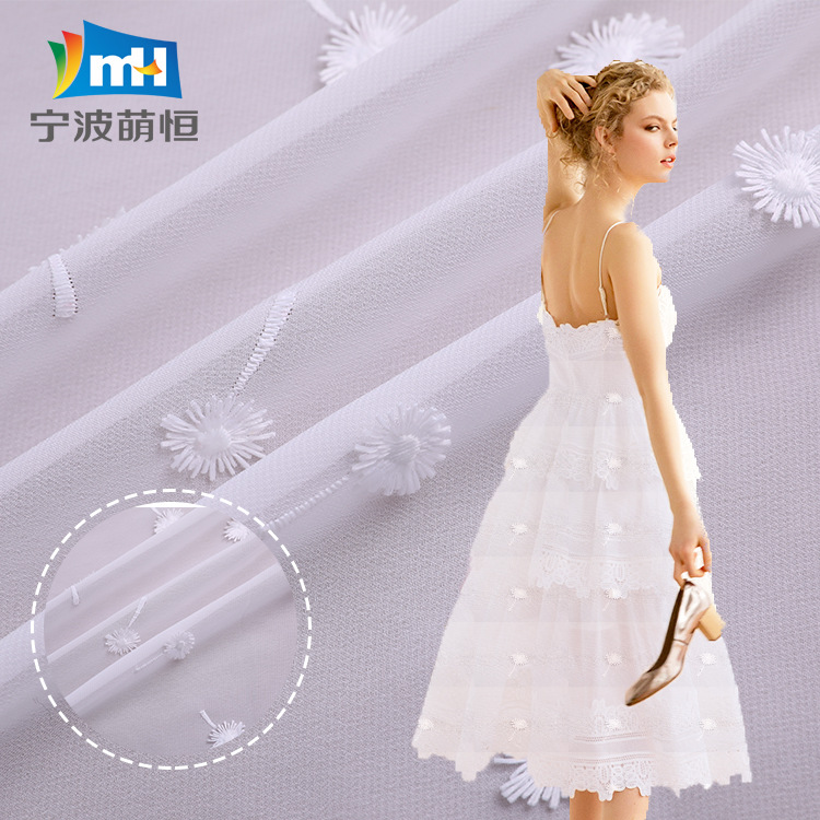 New Fashion Women&#039;s Clothing Fabric Chiffon Three-Dimensional Embroidery Cloth Dress Casual Clothing Fabric Manufacturer