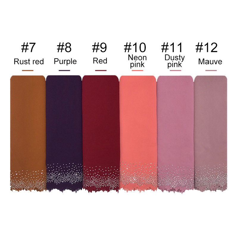 Cross-Border Amazon New Monochrome Pearl Chiffon Cut Lace Hot Rhinestone Women's Fashion Scarf Shawl One Piece Dropshipping