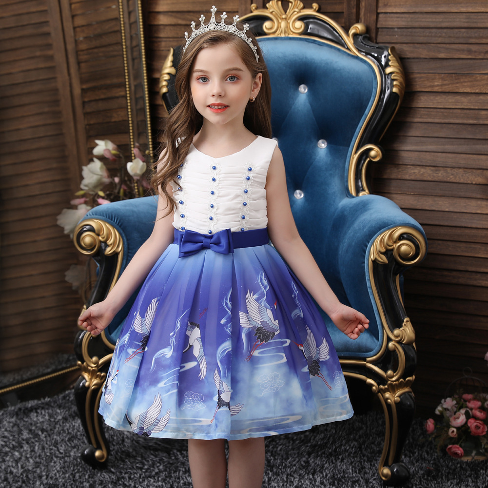 Children's Show Dress Christmas Chiffon print Dress Children Cross Boundary Children's Wedding Dress Princess Dress Children's Show Dress Christmas Chiffon print Dress Children Cross Boundary Children's Wedding Dress Princess Dress