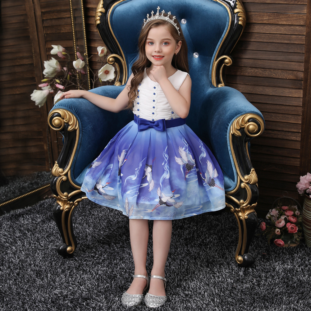 Children's Show Dress Christmas Chiffon print Dress Children Cross Boundary Children's Wedding Dress Princess Dress Children's Show Dress Christmas Chiffon print Dress Children Cross Boundary Children's Wedding Dress Princess Dress
