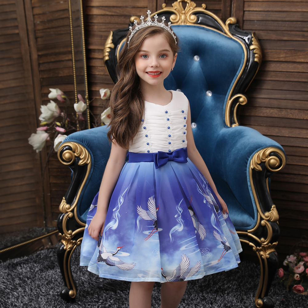 Children's Show Dress Christmas Chiffon print Dress Children Cross Boundary Children's Wedding Dress Princess Dress Children's Show Dress Christmas Chiffon print Dress Children Cross Boundary Children's Wedding Dress Princess Dress