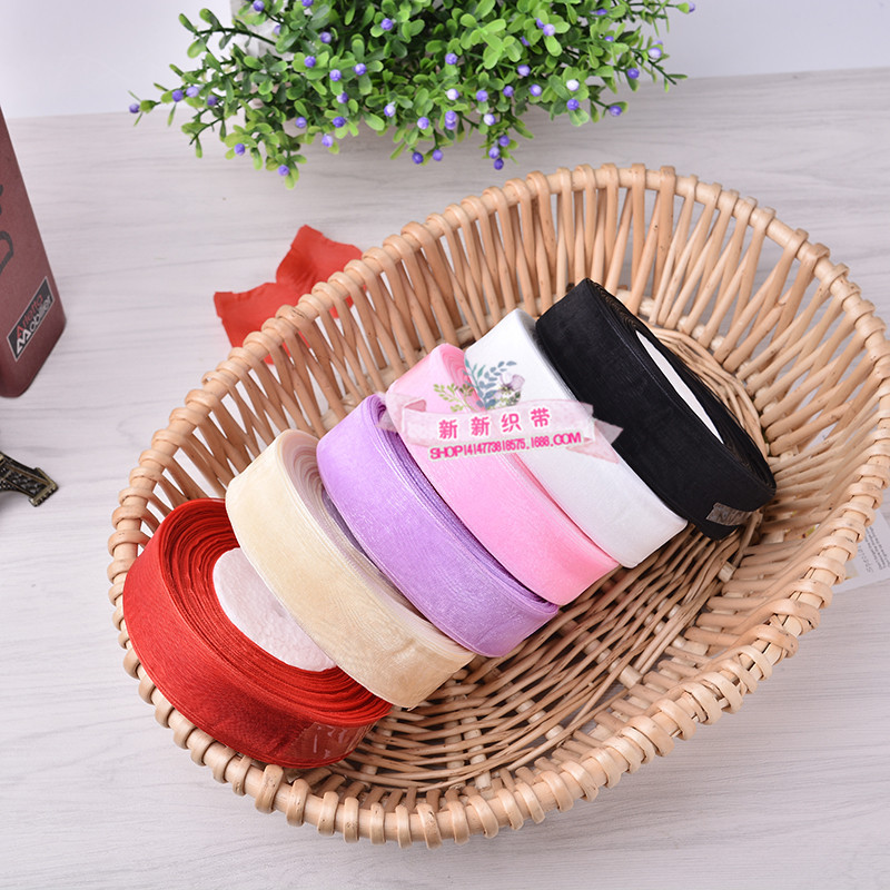 Color Snow Yarn Ribbon Wholesale Hair Accessories 8 Points Chiffon Belt Clothing Accessories DIY Transparent Decoration Braid