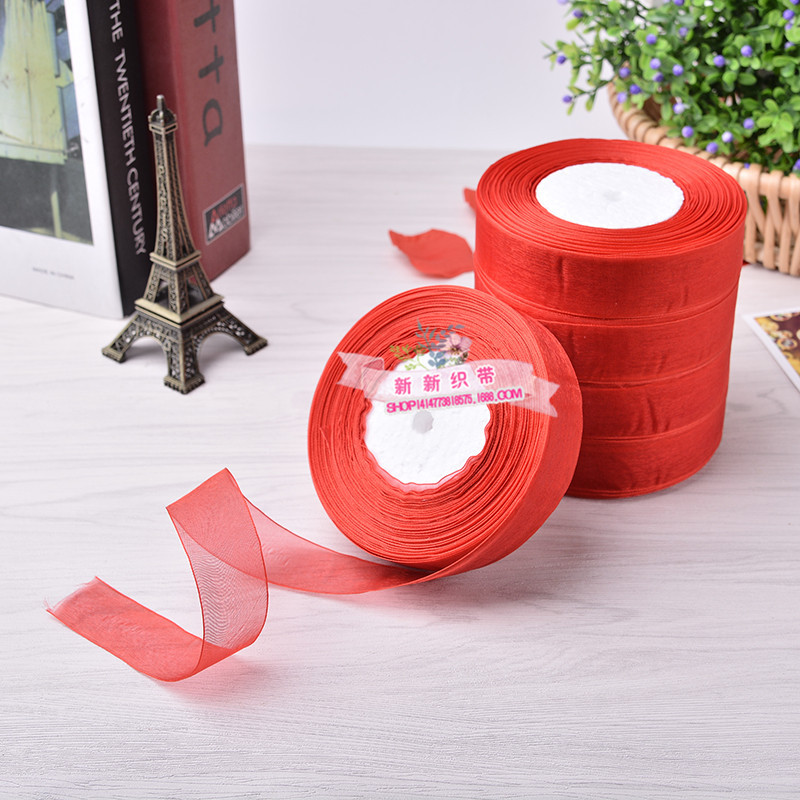 Color Snow Yarn Ribbon Wholesale Hair Accessories 8 Points Chiffon Belt Clothing Accessories DIY Transparent Decoration Braid