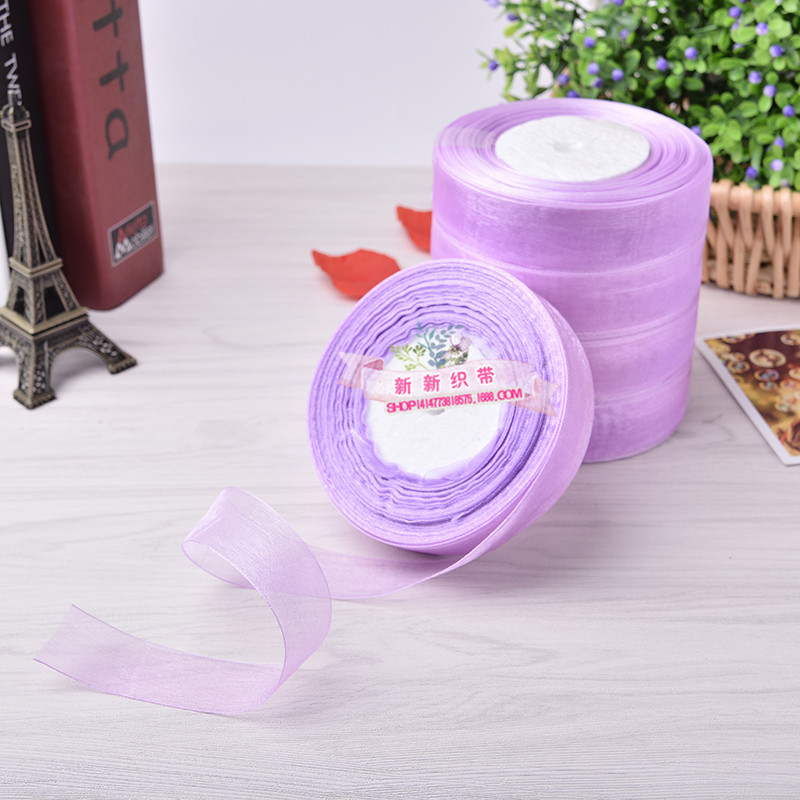Color Snow Yarn Ribbon Wholesale Hair Accessories 8 Points Chiffon Belt Clothing Accessories DIY Transparent Decoration Braid