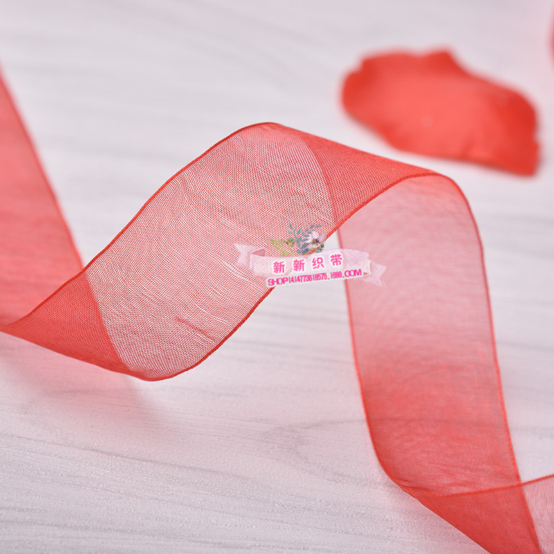 Color Snow Yarn Ribbon Wholesale Hair Accessories 8 Points Chiffon Belt Clothing Accessories DIY Transparent Decoration Braid
