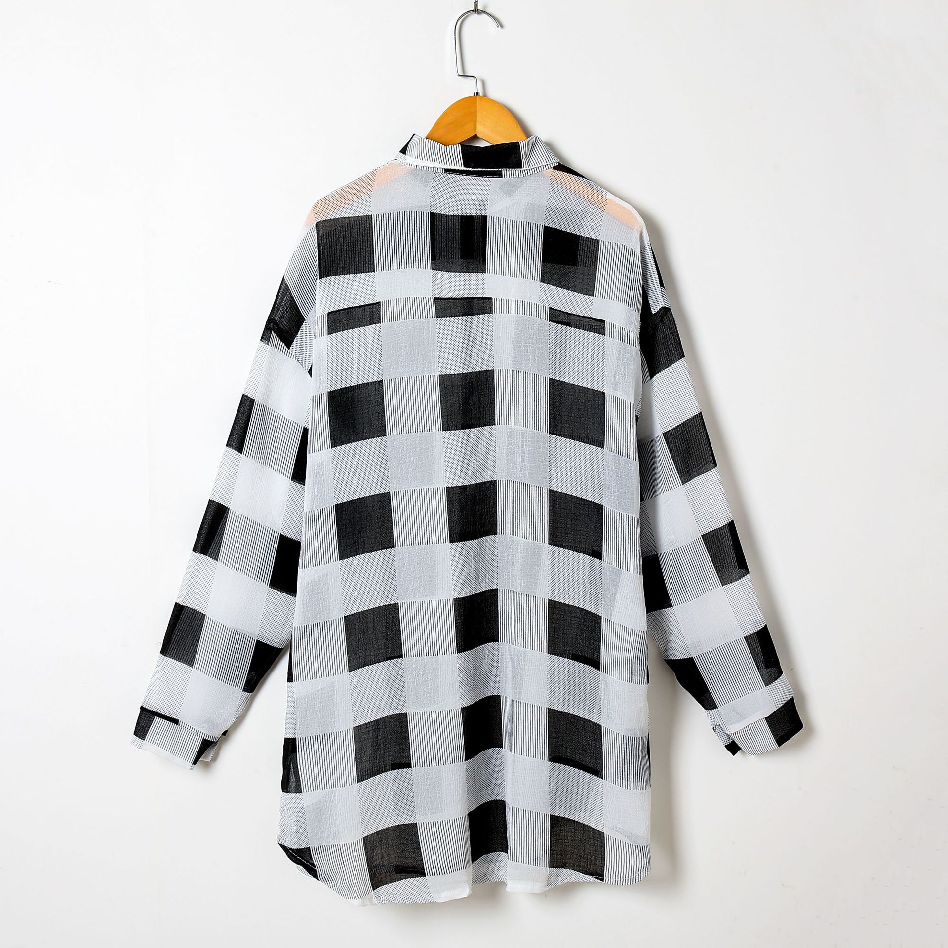 Sun Protection Shirt for Women 202 Summer Plaid Printed Shirt Sun Protection Clothing Large Size Loose Slimming Chiffon Thin Cardigan