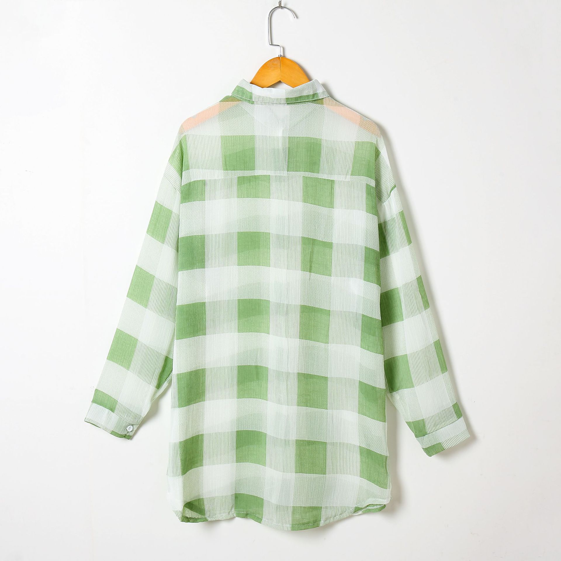 Sun Protection Shirt for Women 202 Summer Plaid Printed Shirt Sun Protection Clothing Large Size Loose Slimming Chiffon Thin Cardigan