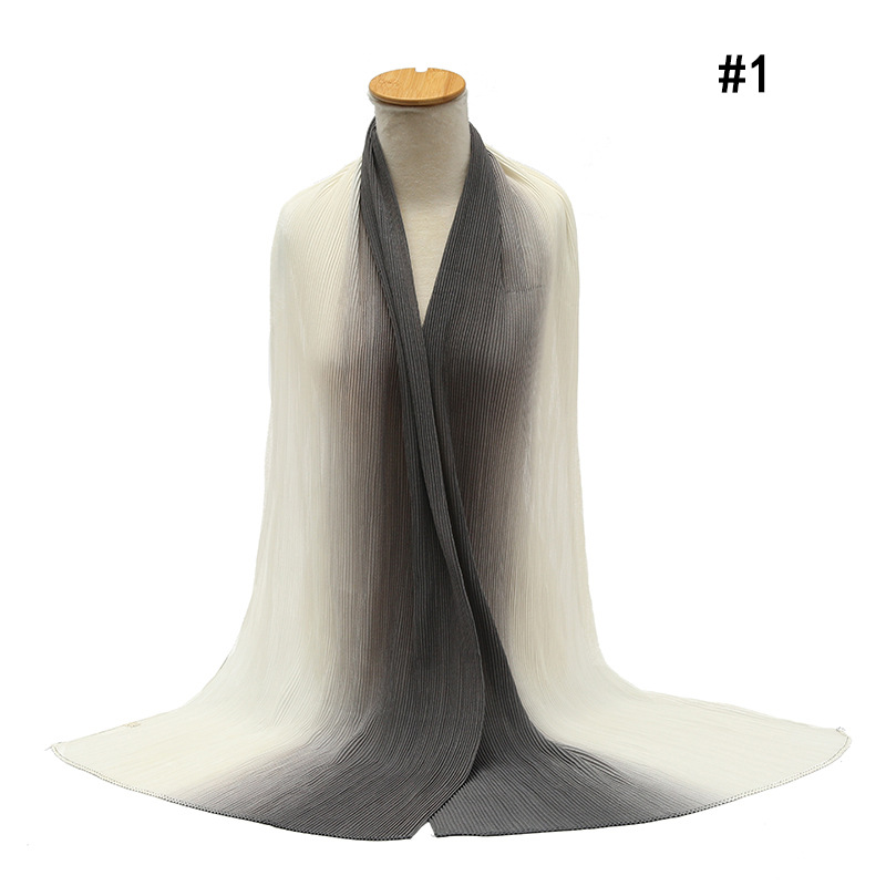 Cross-Border Pleated Pearl Chiffon Hand-Painted Gradient Color Crumpled Closed Toe Scarf Scarf Wholesale One Piece Dropshipping