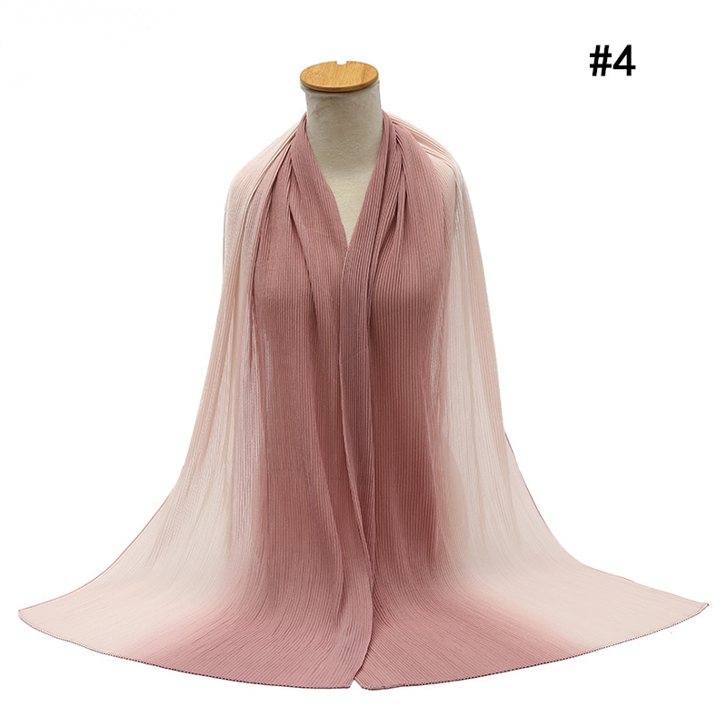 Cross-Border Pleated Pearl Chiffon Hand-Painted Gradient Color Crumpled Closed Toe Scarf Scarf Wholesale One Piece Dropshipping