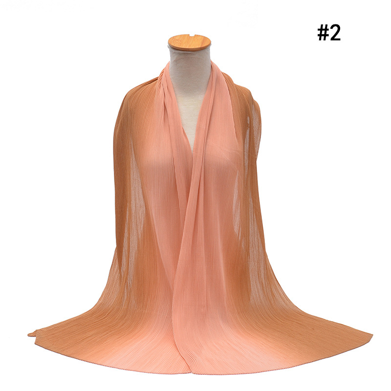 Cross-Border Pleated Pearl Chiffon Hand-Painted Gradient Color Crumpled Closed Toe Scarf Scarf Wholesale One Piece Dropshipping
