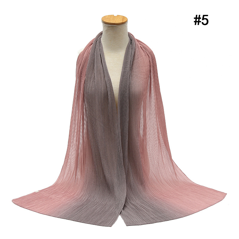 Cross-Border Pleated Pearl Chiffon Hand-Painted Gradient Color Crumpled Closed Toe Scarf Scarf Wholesale One Piece Dropshipping