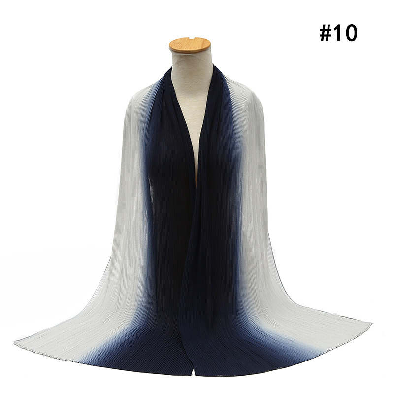 Cross-Border Pleated Pearl Chiffon Hand-Painted Gradient Color Crumpled Closed Toe Scarf Scarf Wholesale One Piece Dropshipping