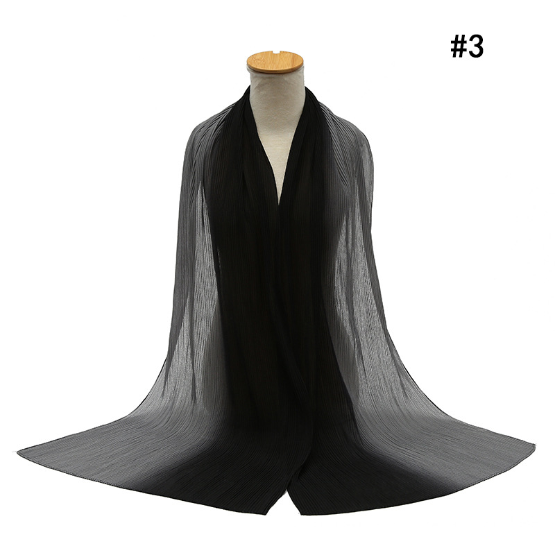 Cross-Border Pleated Pearl Chiffon Hand-Painted Gradient Color Crumpled Closed Toe Scarf Scarf Wholesale One Piece Dropshipping